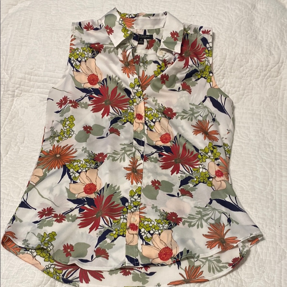 Banana Republic Red and Orange Button Down Blouse